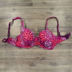 Women's Heart Patterned Bra - Pink and Purple